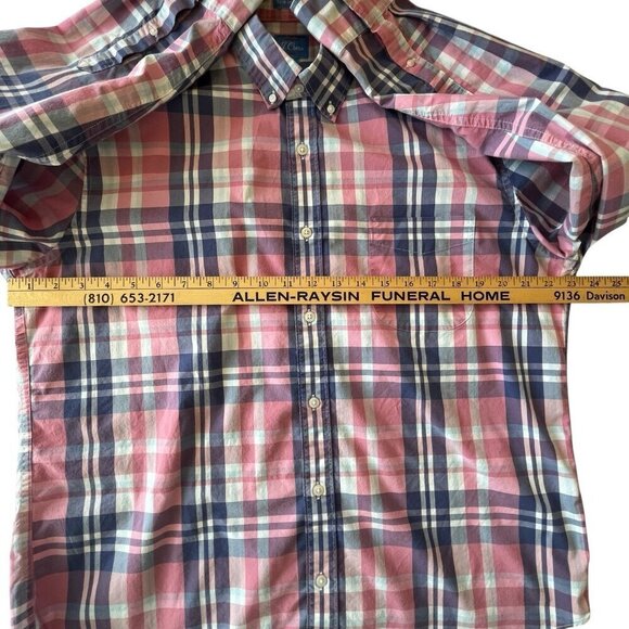 J. Crew Shirt Mens XL Slim Fit Untucked Button Down Plaid Shirt Blue Pink Preppy - Picture 10 of 14